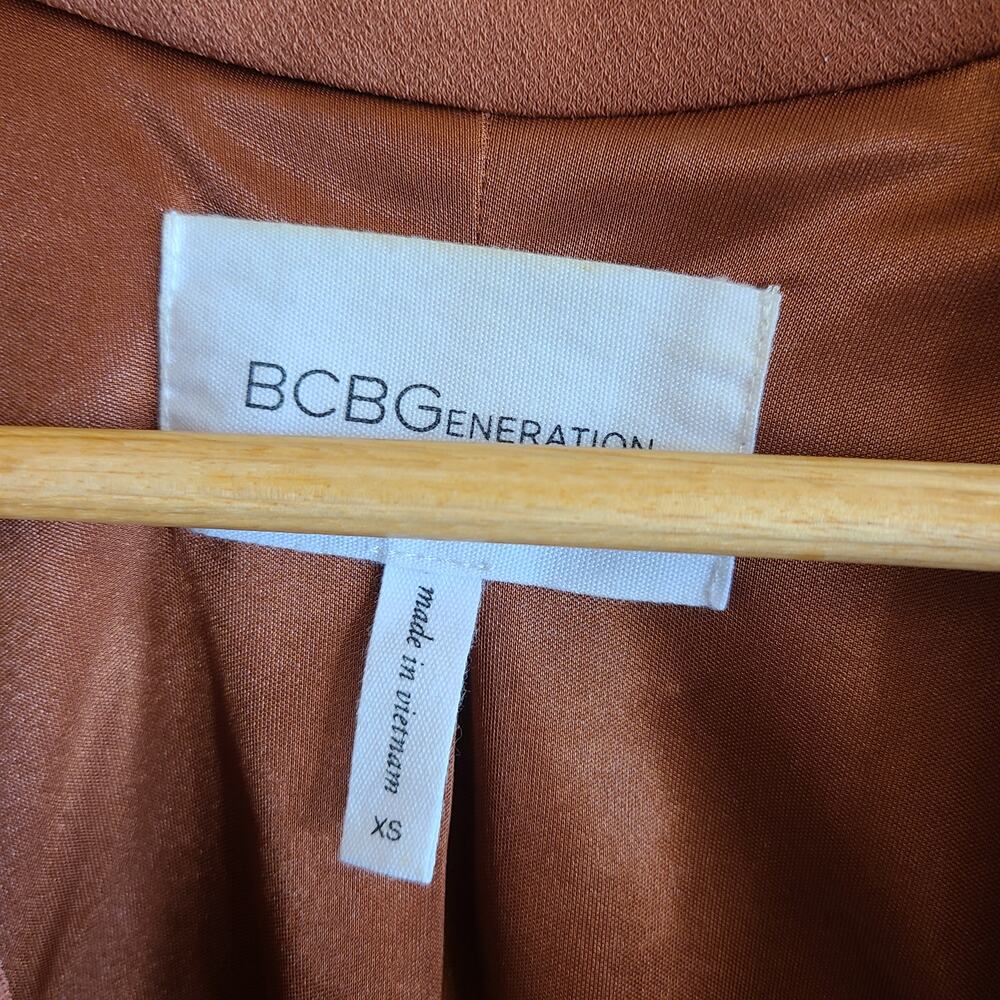 BCBGeneration Tuxedo Blazer Rust Open Front Blazer Jacket XS Long Sleeve - Picture 7 of 8